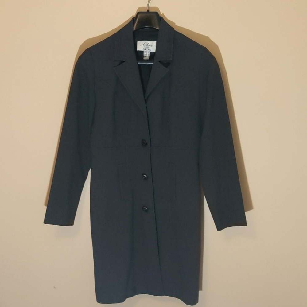 Algo| A-line Grey Long Dress Jacket Lined With Fake Pockets